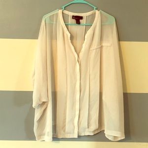 Lane Bryant Sheer Short Sleeve Blouse